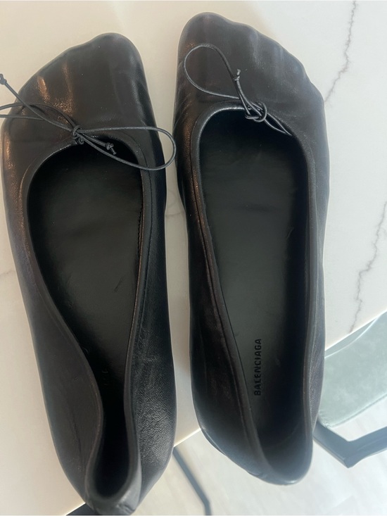 Balenciaga Shoes - Balenciaga Black Square-Toe Ballet Flats with Bow